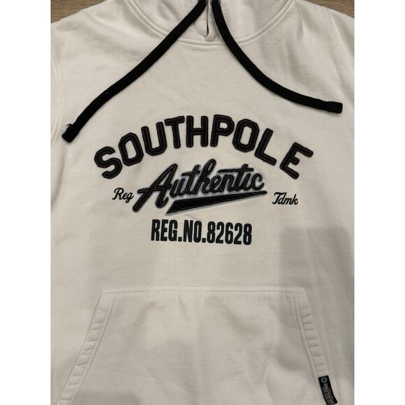 Vintage Y2K Southpole Adult L White Hoodie Sweatshirt Men’s Hip-Hop Spellout - Picture 2 of 8